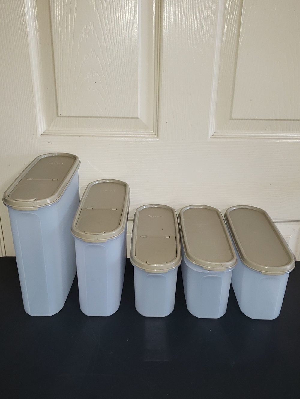 Vintage Tupperware Sheer Pantry Canister Set of 10 with Beige Lids